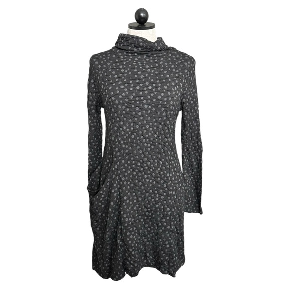 Lisa Bayne Gabrielle Dress Black Gray Long Sleeve Cowl Neck Sweater Dress Size S - Picture 2 of 12